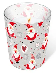 Glaskerze - Funny Santas