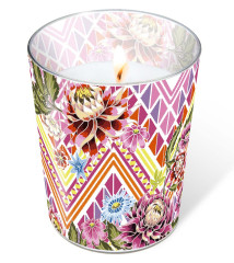 Glaskerze - Mexikanische Blumen