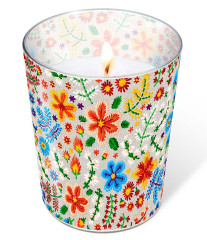 Glaskerze - Stickerei