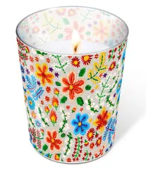 Glaskerze - Stickerei