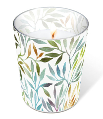 Candle in a glass - Willow leaves