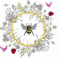 Servietten - Biene und Blumen