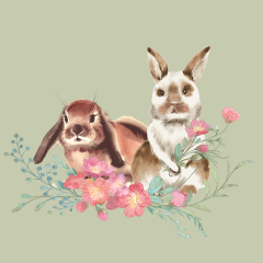 Servietten - Hasen mit Blumen