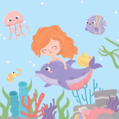 Servietten - Meerjungfrau mit Delfin
