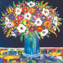 Servietten Portchie - Blumenvase mit Blumen auf Tisch