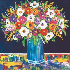 Servietten Portchie - Blumenvase mit Blumen auf Tisch