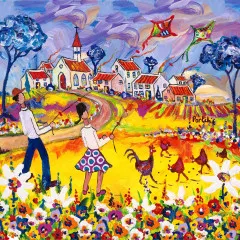 Napkins Portchie - Boy and Girl flying Kites