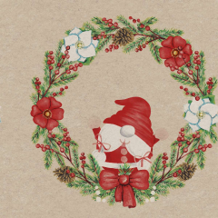Servietten - Santa im Kranz - 100% Recycling