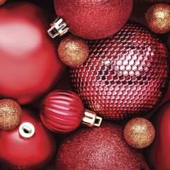 Servietten - Rote Weihnachtskugeln