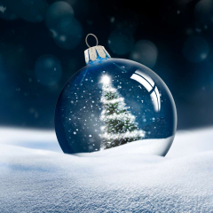 Servietten - Weihnachtskugel im Schnee