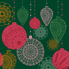 Servietten - Weihnachtskugeln auf grün