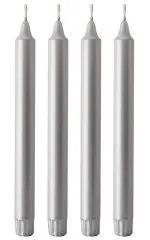 Stabkerze - Silber 25cm - 4 Stück