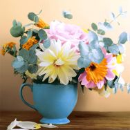 Servietten - Blumenstrauß in Tasse