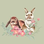 Servietten - Hasen mit Blumen