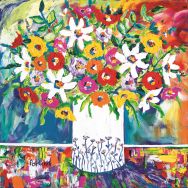 Napkins Portchie  - Mixed flowers in a white vase