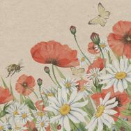 Napkins - Floral Poppies - 100% of recycling