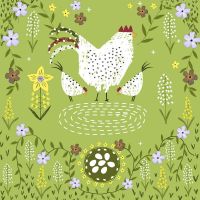 Cocktailservietten - Hühner im Garten