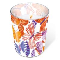 Candle in a glass - Colorful butterflies