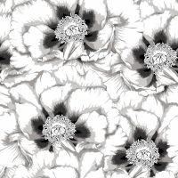 Servietten - Blumen schwarz-weiß