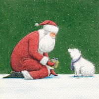 Servietten - Eisbär mit Weihnachtsmann