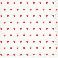 Napkins embossed - Petits coeurs red