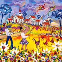 Napkins Portchie  - Boy and Girl flying Kites