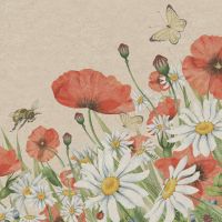 Napkins - Floral Poppies - 100% of recycling