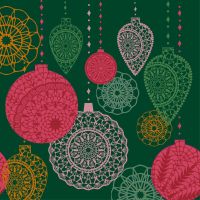 Servietten - Weihnachtskugeln auf grün