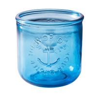 Teelichtglas - Anker blau