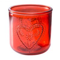 Teelichtglas - Herz rot