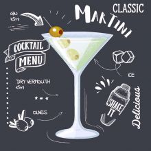 Cocktailservietten - Martini schwarz