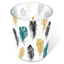 Candle in a glass - Coloured feathers