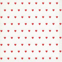 Napkins embossed - Petits coeurs red