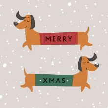 Servietten mit zwei langen Hunden und den Worten Merry Xmas
