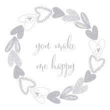 Servietten mit Prägung - You make me happy silber