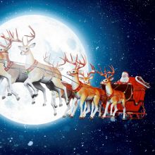Servietten - Weihnachtsmann vor dem Mond