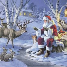 Servietten - Weihnachtsmann im Wald