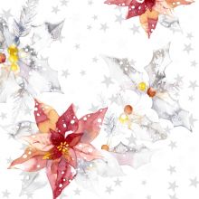 Servietten mit weißen Hintergrund und zwei Blumen Weihnachtsstern in aquarell