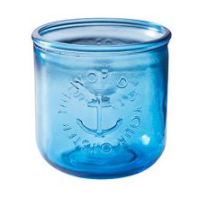 Teelichtglas - Anker blau